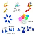 Detailed size guide for assorted Christmas tree ornaments with reindeer bells and baubles - Ornament Set C (Reindeer & Bell)