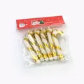 6er-Set weiß-goldene Weihnachts-Zuckerstangen-Ornamente für die Baumdekoration - 6 Stück/Packung / Gold 7x3cm
