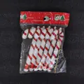 Close-up detail of a 6-pack of red and white striped Christmas candy cane ornaments - 6 Pieces/Pack / Red 12x4cm
