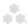 Detailed view of three 10cm white glitter acrylic snowflake ornaments for tree - 3 Pieces/Pack / White