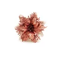 Nahaufnahme einer glitzernden roségoldenen Weihnachtsblume für die DIY-Deko - Künstliche Weihnachtsblume / Roségold