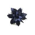Detailansicht einer dunkelblauen, glitzernden Kunstblume für die DIY-Weihnachtsdekoration. - Künstliche Weihnachtsblume / Schwarz