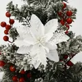 Weiße künstliche Glitzer-Weihnachtsblume zur Dekoration von DIY-Bäumen und Kränzen. - Künstliche Weihnachtsblume / Weiß