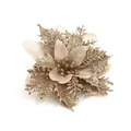 Funkelnde champagnergoldene Glitzer-Weihnachtsblume für DIY Baumdekoration - Künstliche Weihnachtsblume / Champagner
