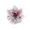 Glitzernde rosa und silberne künstliche Weihnachtsstern Blume für die Baumdeko - Künstliche Weihnachtsblume / Rosa und Silber