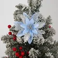Funkelnde hellblaue und silberne Glitzer-Weihnachtssternblume für DIY-Baumdekoration - Künstliche Weihnachtsblume / Hellblau und Silber