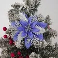 Dekorative lila und silberne Glitzer-Weihnachtsblume für DIY-Weihnachtsbaumschmuck - Künstliche Weihnachtsblume / Königsblau und Silber