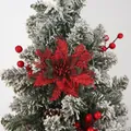 Künstliche Weihnachtsstern-Blume in Rot-Schwarz-Karo für die DIY-Tannenbaum-Dekoration - Künstliche Weihnachtsblume / Rot-Grün Kariert