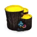 Detailansicht eines Baumstumpf-Ornaments aus Harz mit bunten Pilzen für Aquarien - Stumpf Stil / 17*15.5*12.5cm