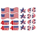 Detail view of 4th of July temporary tattoos with flags, stars and patriotic gnomes - Style 1
