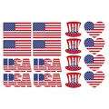 Collection of US Independence Day themed stickers including flags and heart patterns. - Style 2