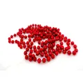 Close-up view of a shiny red metallic Christmas bead chain for holiday tree decoration - Red Bead