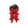 Festliches Set mit zwei funkelnden roten Glitzerschleifen für Weihnachtsbaum und Geschenk-DIY - Größe 6 / 2er Pack (12*15cm) / Rot