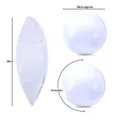 16-inch white inflatable beach ball showing deflated and inflated dimensions info - 16"