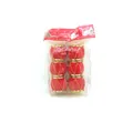 Set of six red velvet Christmas drum ornaments with gold trim in retail packaging - 4cm (6 Pieces/Pack)