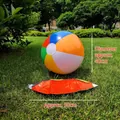 Multicolor inflatable beach ball with 40cm diameter displayed on a green grass field. - 24 Inch