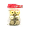 Detalle de seis bolas de Navidad doradas en bolsa con acabados brillantes y mates - 6 piezas/paquete / Dorado / 4cm