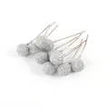 Detailed macro view of artificial silver glitter berries for DIY Christmas decorations - Silver