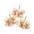 Vista dettagliata di bouquet di rose rosa artificiali vintage per decorazioni DIY - 1 Mazzo 6 Fiori / Giallo