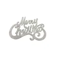 Macro detail of a silver glittery Merry Christmas script sign for holiday tree decoration - Silver