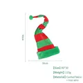 Long red and green striped plush elf hat with pom-pom for Christmas costume party - 90x30cm / Red & Green