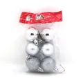 Set de 6 bolas de Navidad plateadas con acabados brillantes, mates y brillantes - 6 piezas/paquete / Plateado / 4cm