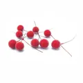 Close-up of frosted red artificial berries with wire stems for Christmas DIY decor - Red