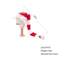 Long red and white striped Christmas elf hat with plush trim and pom-pom detail - 90x30cm / Red and White Plush Style