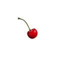 Detail view of a realistic red artificial cherry model for home decoration - 1 Bead / Red