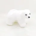 Detailed view of white fuzzy polar bear Christmas tree ornament with hanging ribbon loop - No Scarf