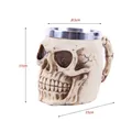 Dimensions of realistic resin skull mug with stainless steel liner for Halloween - Classic Realistic Skull Style (B8175)
