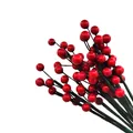 Lebendige rote künstliche Beeren Zweige für Weihnachts DIY Kränze und Dekoration - Rot