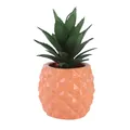 Detailed macro view of a decorative resin pineapple succulent pot for office desk ornament - Orange