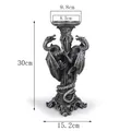 Portavelas gótico de dragón en resina gris oscuro con dimensiones de altura y anchura - Estilo Columna de Dragón (A8101) / 1 Pieza