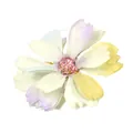 Nahaufnahme eines pastellfarbenen Kunstblumenkopfs mit rosa Glitzer für DIY-Bastelarbeiten - Regenbogen-Verlauf