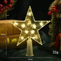 Beleuchtete warmweiße LED-Christbaumspitze Stern Pentagramm mit einer Höhe von 18cm - Gestreift / 15cm / Warmweiß