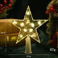 Festlicher leuchtender klarer fünfzackiger Weihnachtsbaumstern mit warmen LEDs - Gestreift / 22cm / Warmweiß