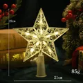 Warmweißer LED leuchtender hohler Stern Weihnachtsbaumspitze für festliche Deko - Punktmuster-Stil / 22cm / Warmweiß