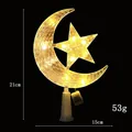 Goldene leuchtende LED-Stern- und Mond-Weihnachtsbaumspitze mit festem Sockel, 21 cm - Kristall Stern & Mond / 15cm / Warmweiß