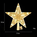 Beleuchteter goldener hohler Weihnachtsbaumstern für die Spitze, 21x22cm, 56g - Gemusterter Stern-Stil / 22cm / Warmweiß