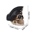 Side view of resin pirate skull head with dimensions marked as 12.5 x 14 x 13 cm - Pirate Style (8041)