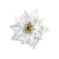 Detailed macro view of silver glitter texture on artificial Christmas poinsettia flower - 13cm / Silver