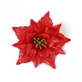 Top view of a bright red artificial poinsettia flower ideal for Christmas tree decoration. - 13cm / Dark Red