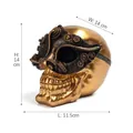 Gedetailleerde steampunk hars schedel decoratie met mechanisch masker en tandwielen - Steampunk Masker Schedel (B349) / Goud