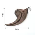 Velociraptor claw resin fossil replica with 14cm by 8cm size measurements - 14x3.5x6.5cm / Dark Brown (A9322)