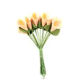 Detailed close-up view of a mini peach PU Calla Lily artificial flower bouquet bundle. - 144 Pieces/Pack / Orange