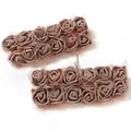 Gedetailleerd overzicht van 2,5 cm mini PE schuimrozen met fijn gaas voor DIY bloemstukken - Bruin 144 Stuks/Pak