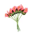 Close-up view of a mini pink PU Calla Lily bouquet for wedding gift boxes decoration - 144 Pieces/Pack / Red