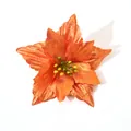 Close-up of a glittery orange Christmas poinsettia flower decoration on white backdrop - 13cm / Antique Bronze