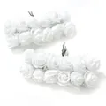 Detail van 2,5 cm witte PE-schuimrozen met decoratieve tule voor doe-het-zelf kransen - Wit 144 Stuks/Pak